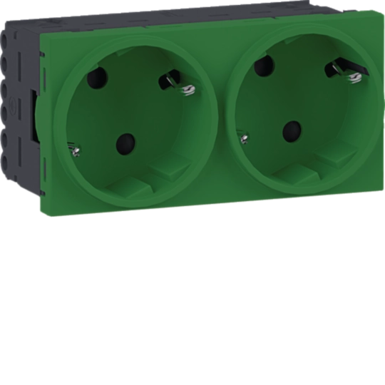 Steckdose 2-fach SCHUKO Direkt Klipping 45×45 66° Verkehrsgrün