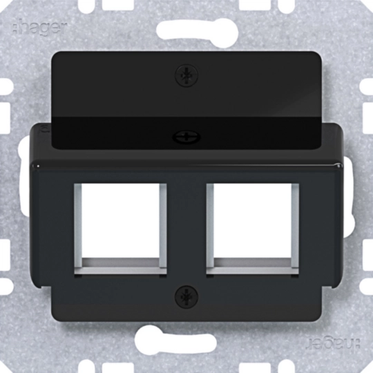 WAF2164BG - Zentralplatte 2f. f. AMP Jacks, 30° Schrägausl., A.x/C.x, n.schwarz glänz