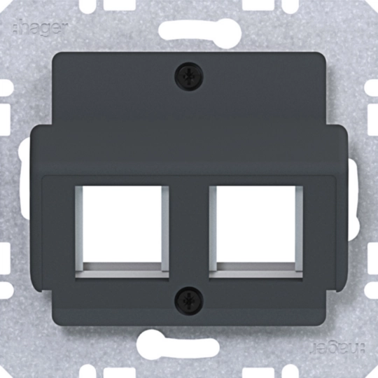 WAF2165AT - Zentralplatte 2f. f. Krone Jacks, 30° Schrägausl.,Ax/Cx/Sx/Bx/Qx/Kx, anthr mt la