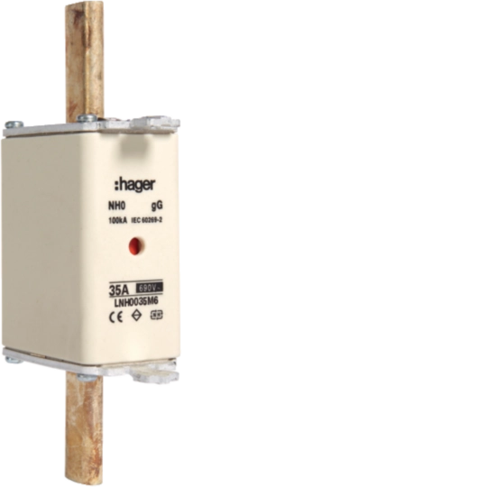 NH-Sicherungseinsatz NH0 gG 690V 35A Kombimelder Grifflasche spannungsführend