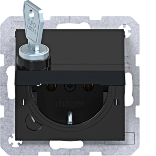 WAS1115BG - SCHUKO-wandcontactdoos, zelfs.+vergr., steekkl. A.x/C.x zwart gl.