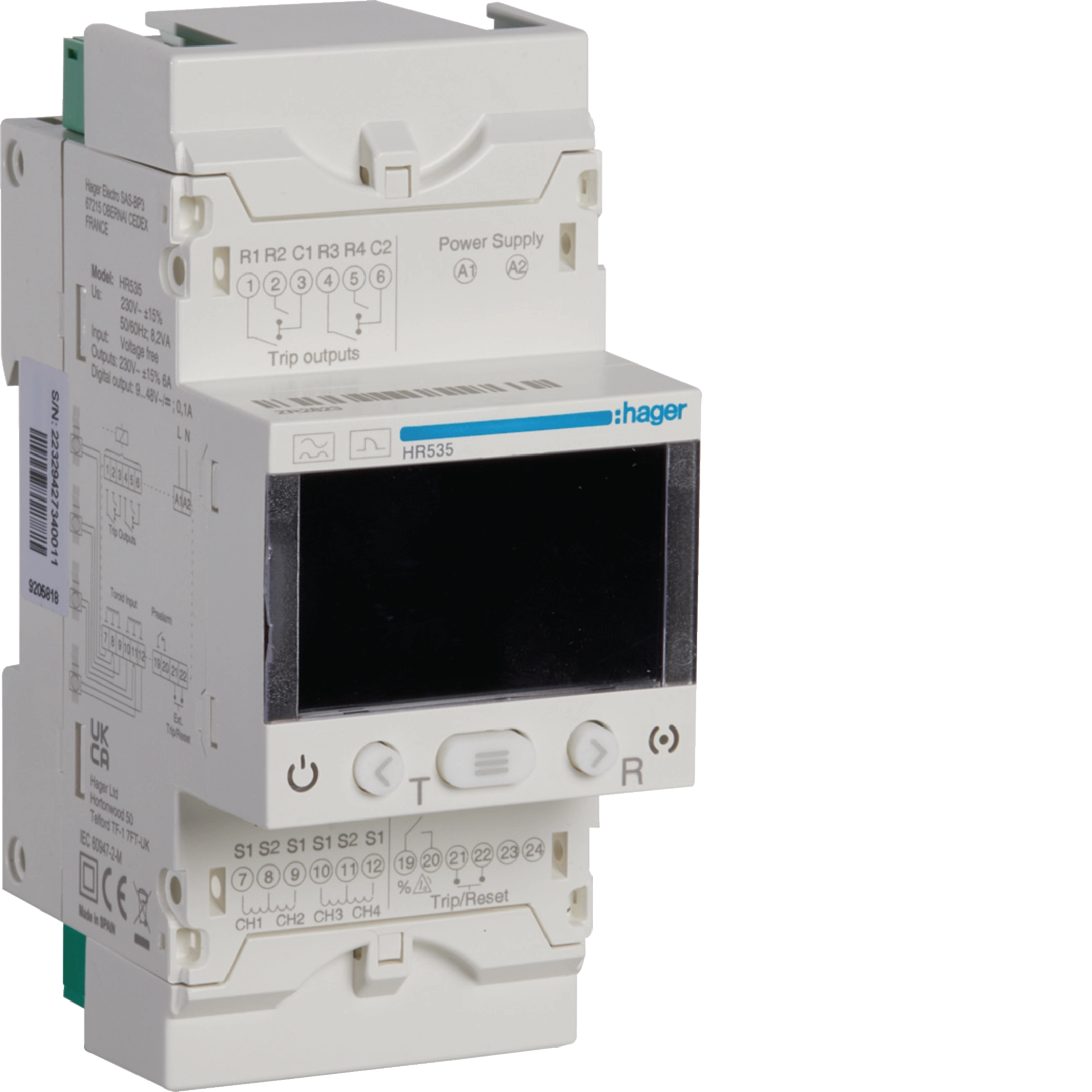 Fehlerstromschutz-Relais 30mA-30A mit Zeitverzögerung LCD Anzeige 4 Kanal Typ A