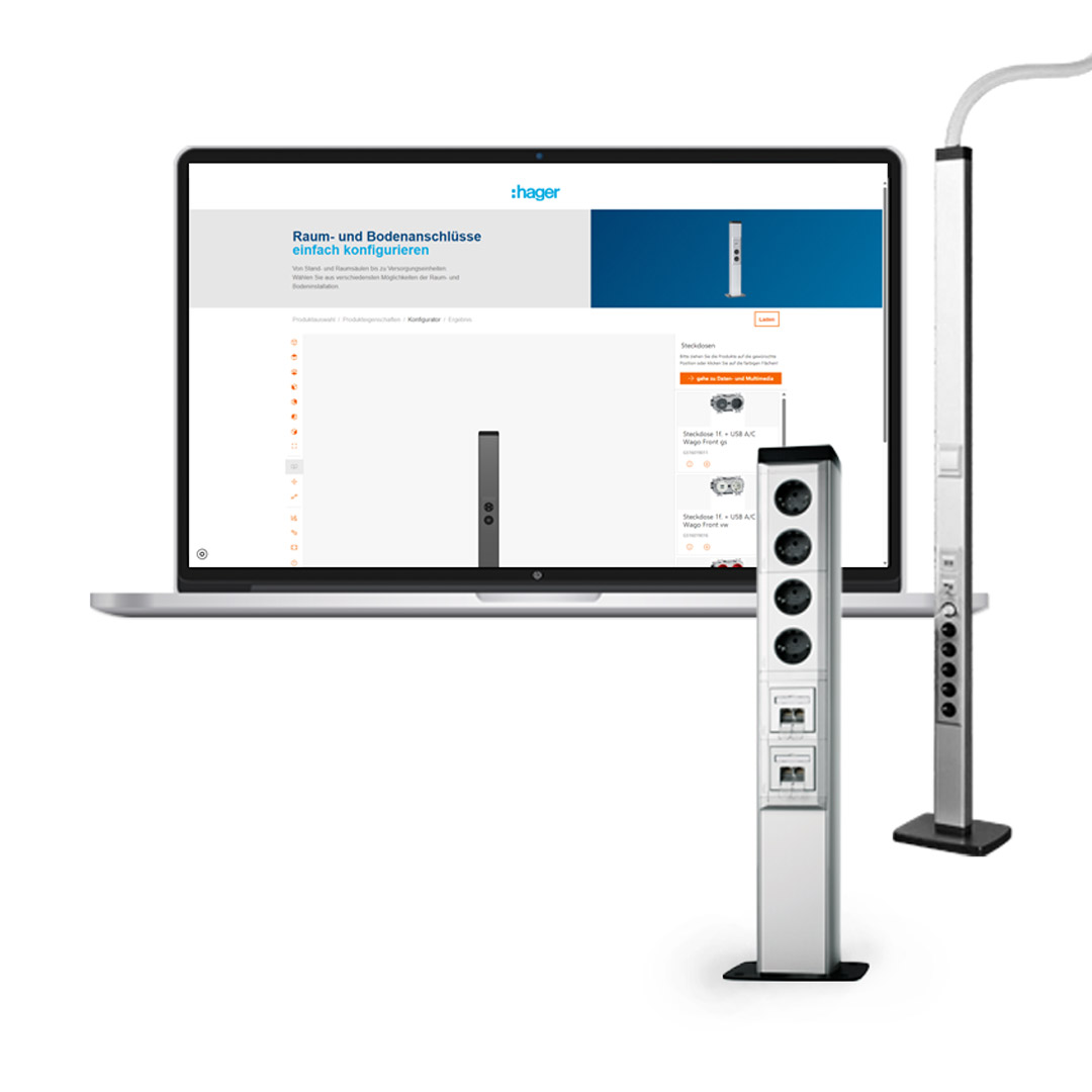 Bild Online Konfigurator für Decken- / Bodenanschlusssäulen | Hager Deutschland
