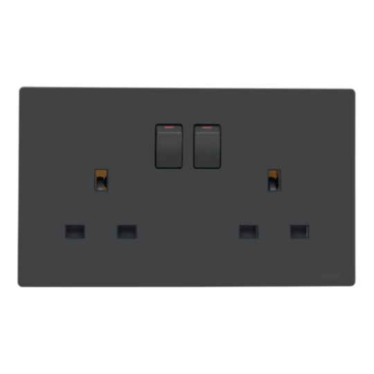 WGFS213SKB - 13A TWIN SWITCHED SOCKET,KNIGHT BLACK