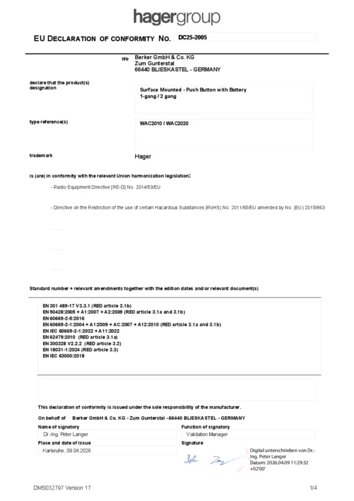 Afbeelding Conformiteitsverklaring en-GB 2025-11-21 | Hager Nederland