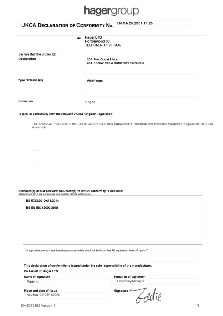 Image Declaration of conformity en-GB 2025-11-20  | Hager