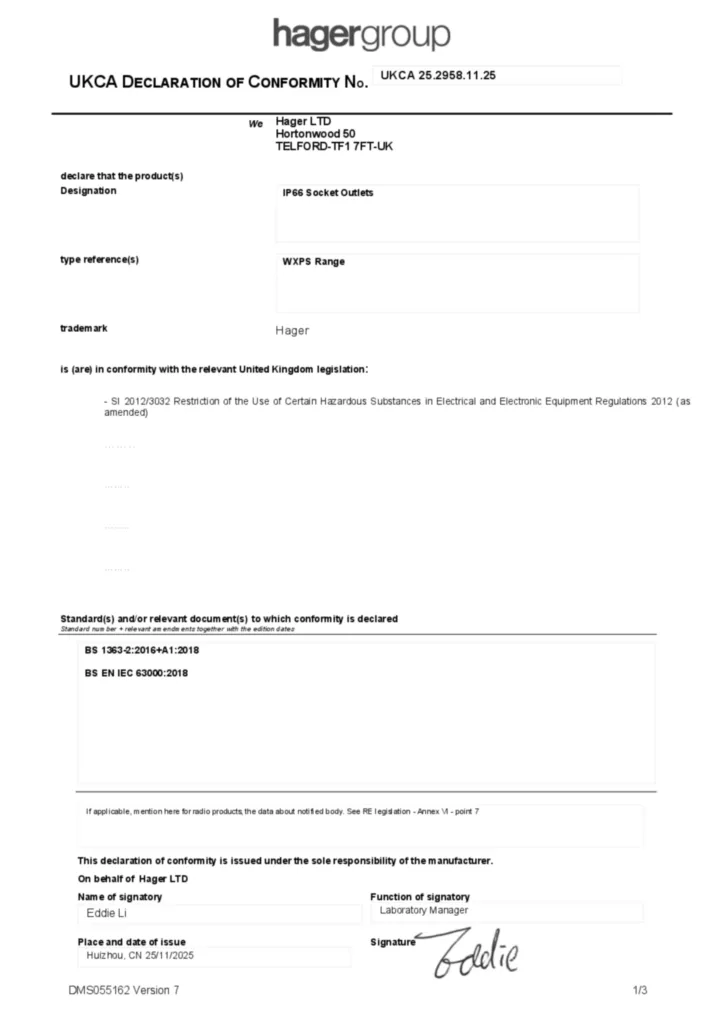 Image Declaration of conformity en-GB 2025-11-20  | Hager