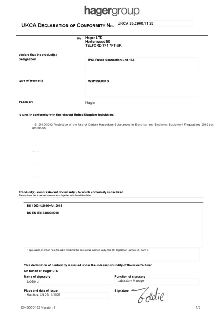 Image Declaration of conformity en-GB 2025-11-20  | Hager