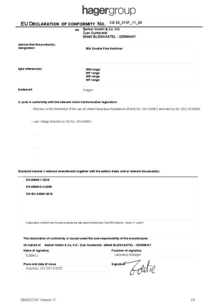 Image Declaration of conformity en-GB 2025-11-20  | Hager