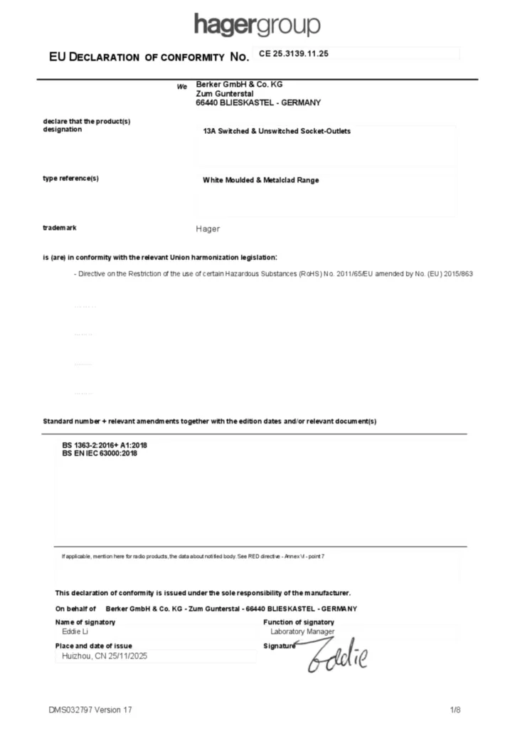 Image Declaration of conformity en-GB 2025-11-20  | Hager