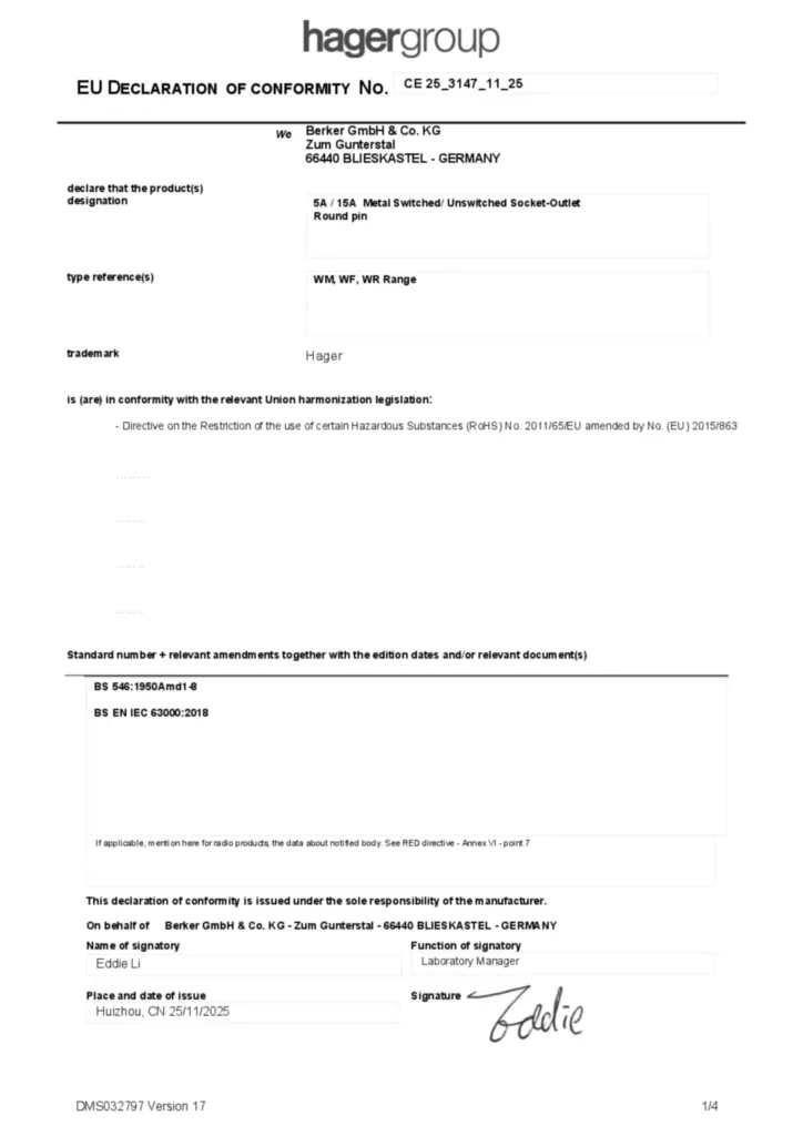 Image Declaration of conformity en-GB 2025-11-20  | Hager