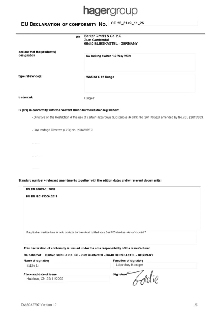 Image Declaration of conformity en-GB 2025-11-20  | Hager