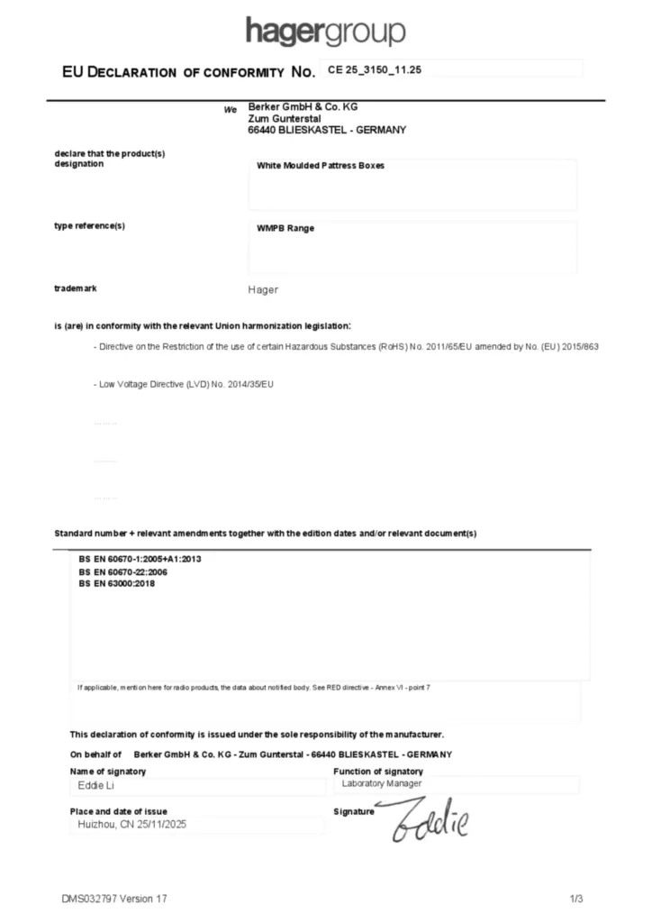 Image Declaration of conformity en-GB 2025-11-20  | Hager