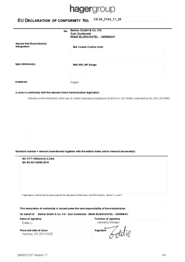 Image Declaration of conformity en-GB 2025-11-20  | Hager