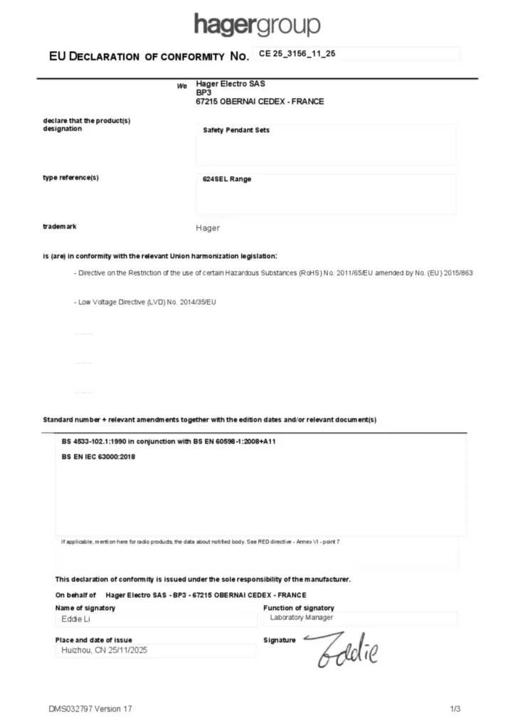 Image Declaration of conformity en-GB 2025-11-20  | Hager