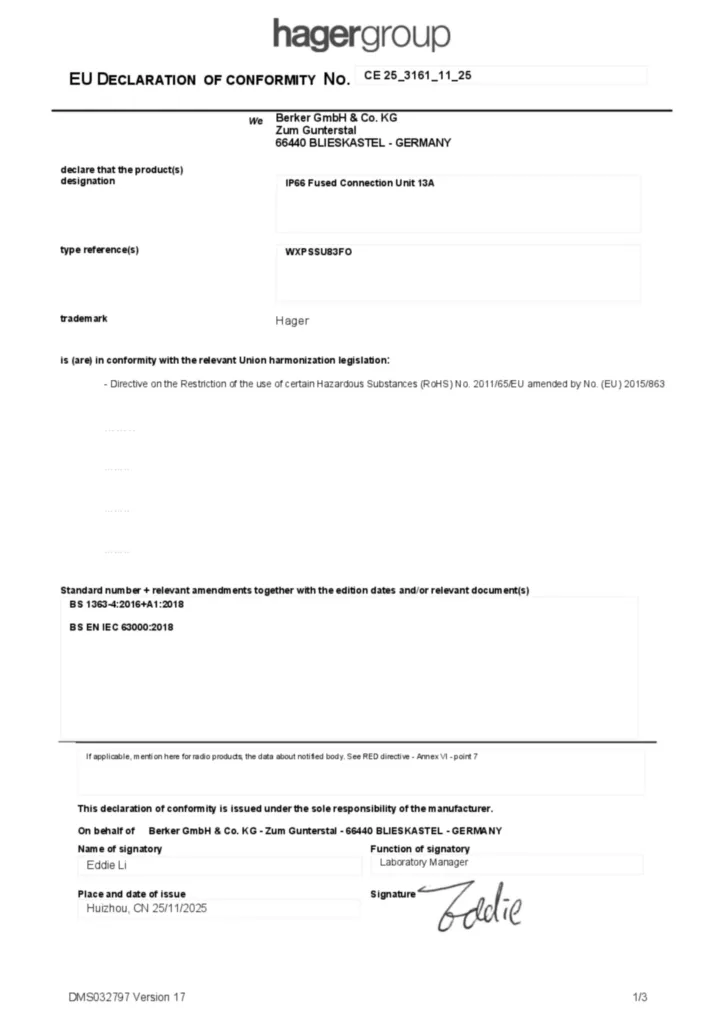 Image Declaration of conformity en-GB 2025-11-20  | Hager