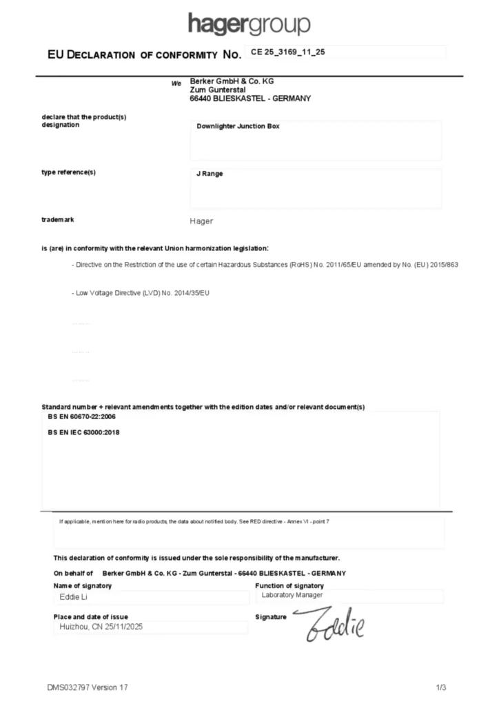 Image Declaration of conformity en-GB 2025-11-20  | Hager