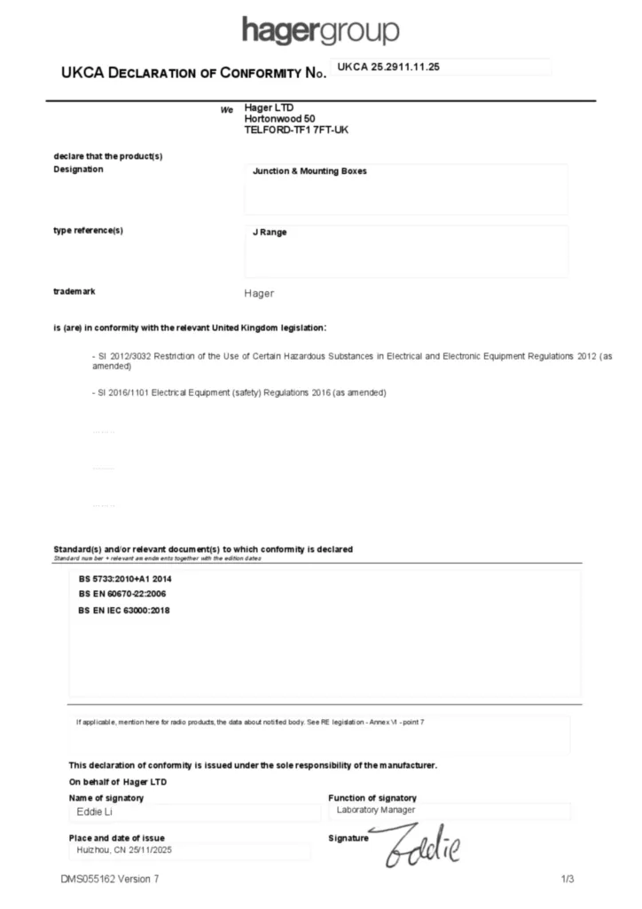 Image Declaration of conformity en-GB 2025-11-20  | Hager