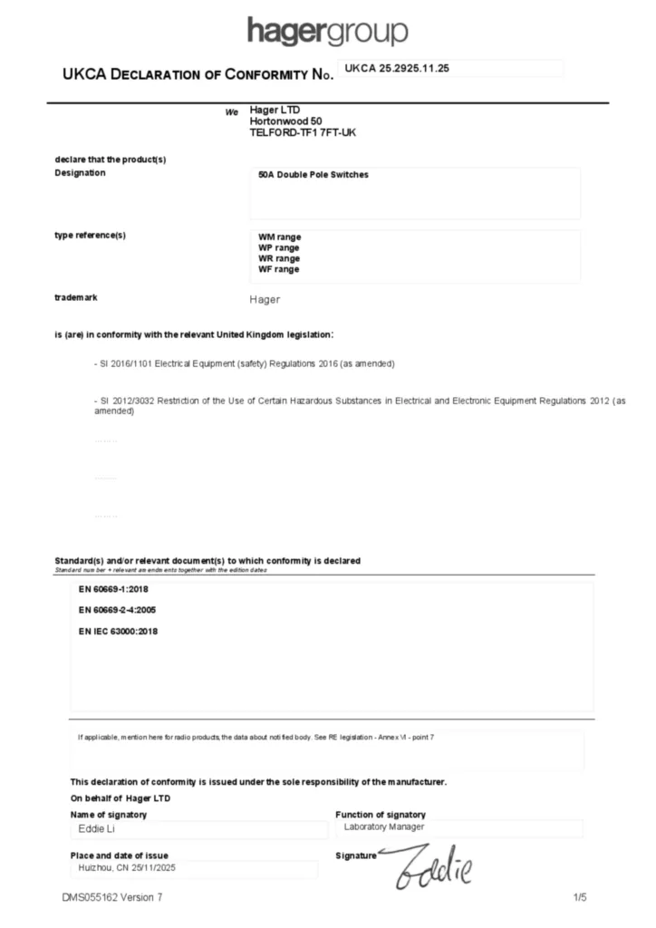 Image Declaration of conformity en-GB 2025-11-20  | Hager