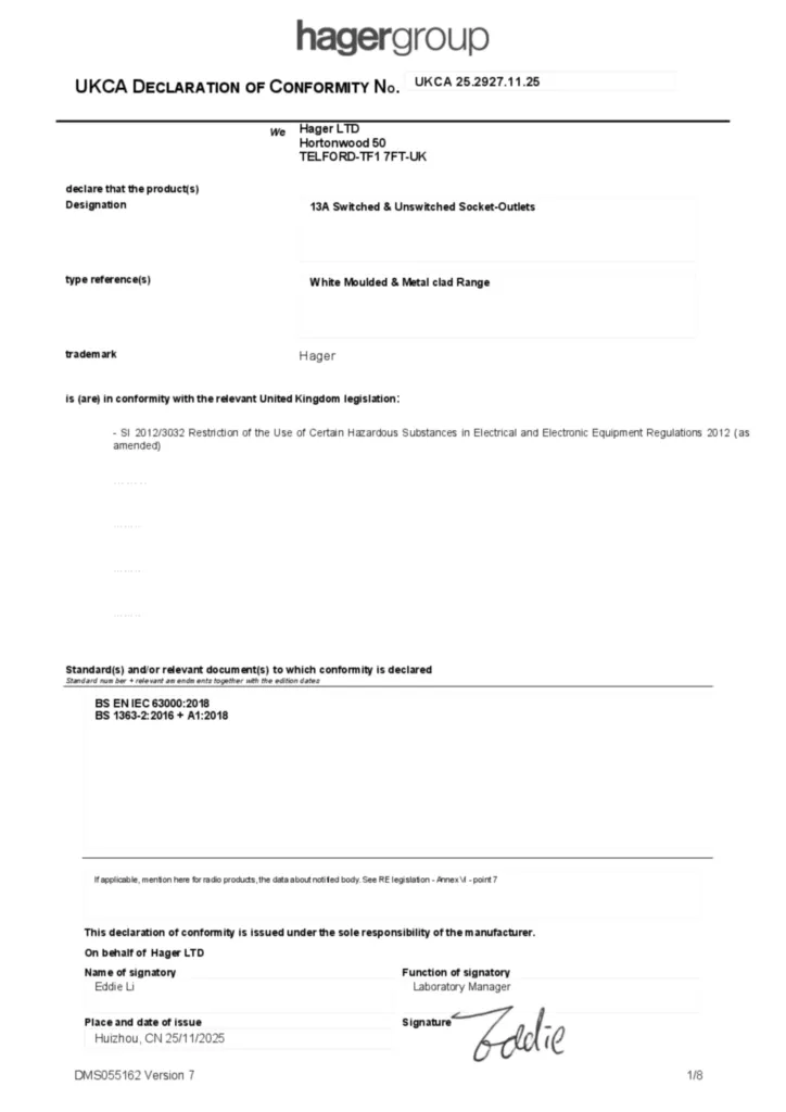 Image Declaration of conformity en-GB 2025-11-20  | Hager
