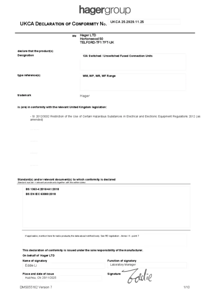 Image Declaration of conformity en-GB 2025-11-20  | Hager