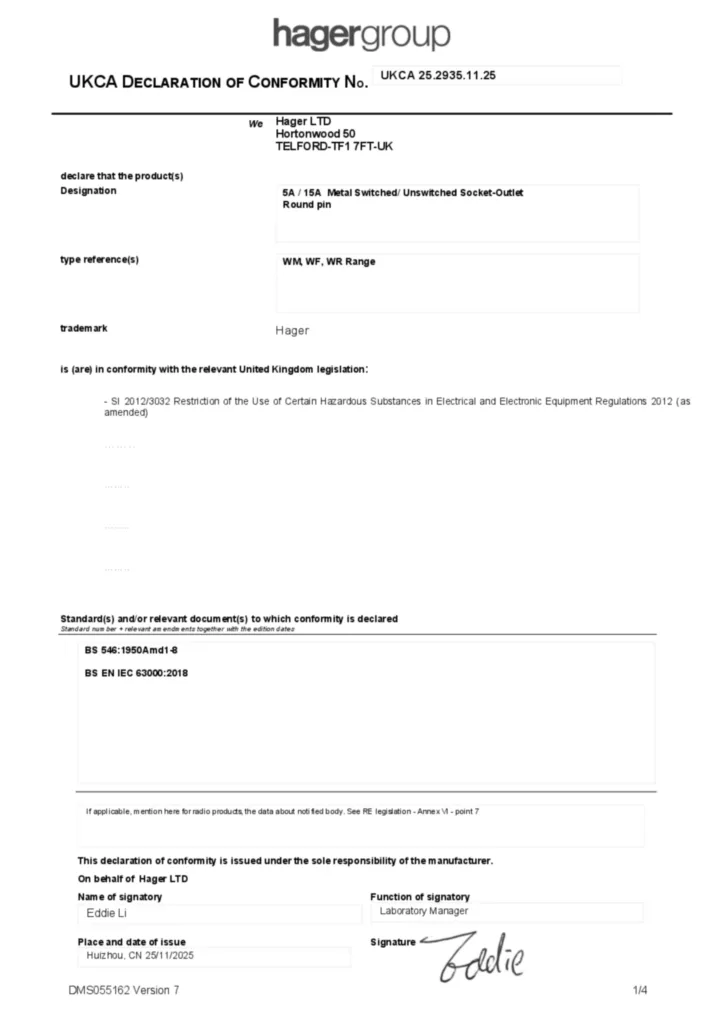 Image Declaration of conformity en-GB 2025-11-20  | Hager