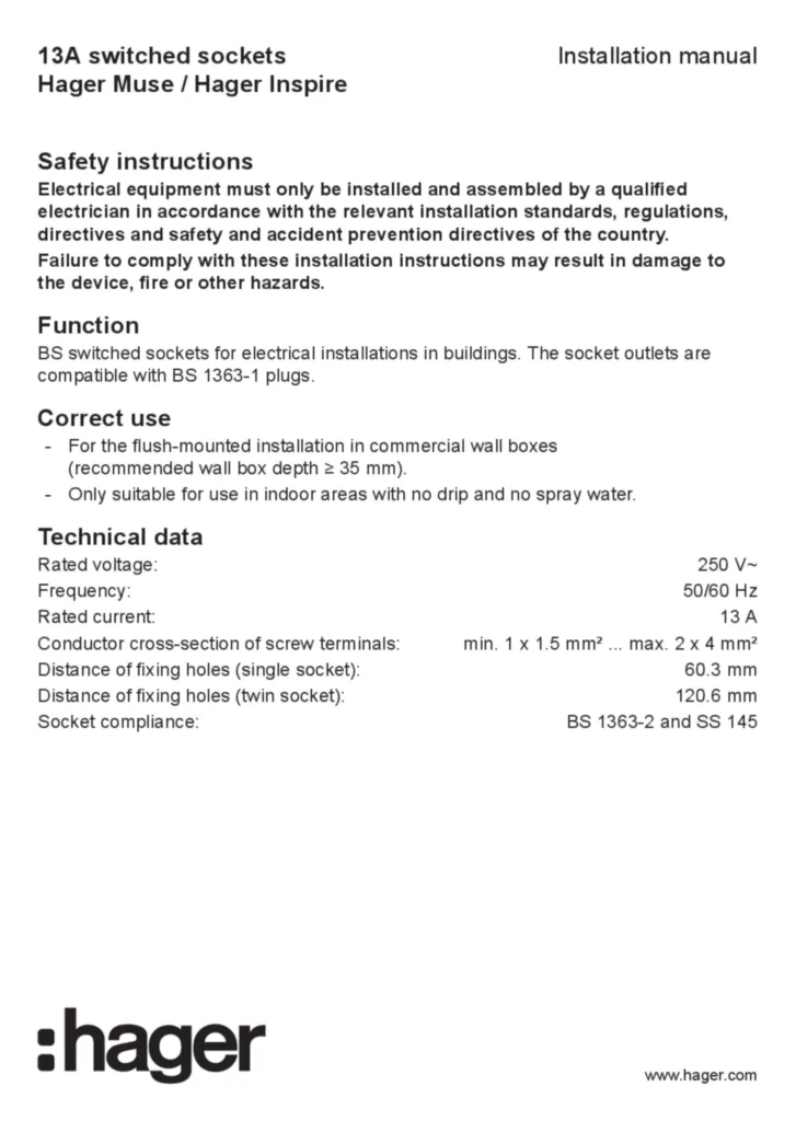 Image Installation manual International 2019-04-15  | Hager