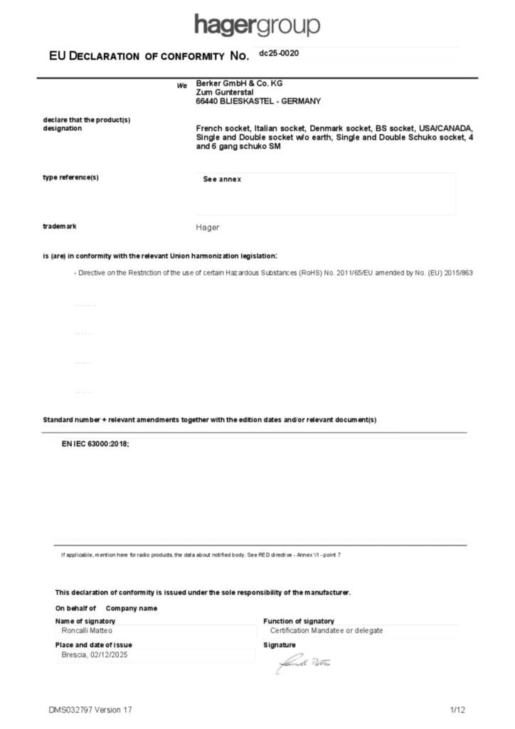 Bild Konformitätserklärung en-GB 2025-12-03 | Hager Deutschland