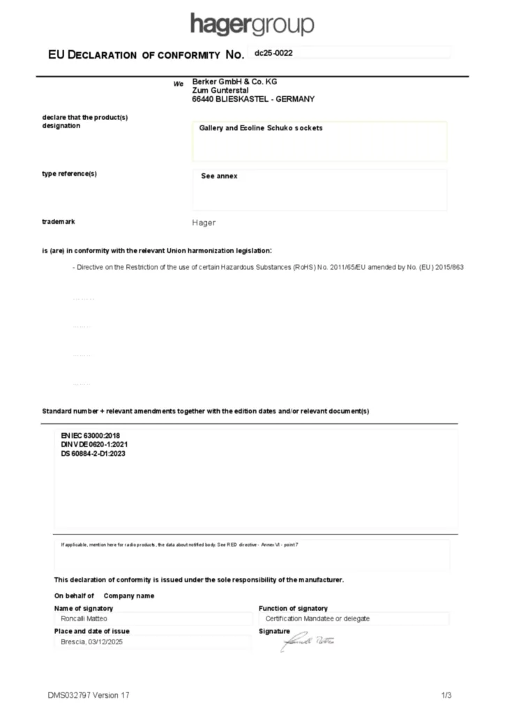 Image Declaration of conformity en-GB 2025-12-03  | Hager Africa