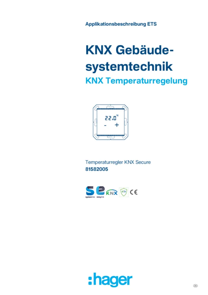 Bild Applikationsbeschreibung ETS KNX Secure 81582005 (DE) | Hager Deutschland