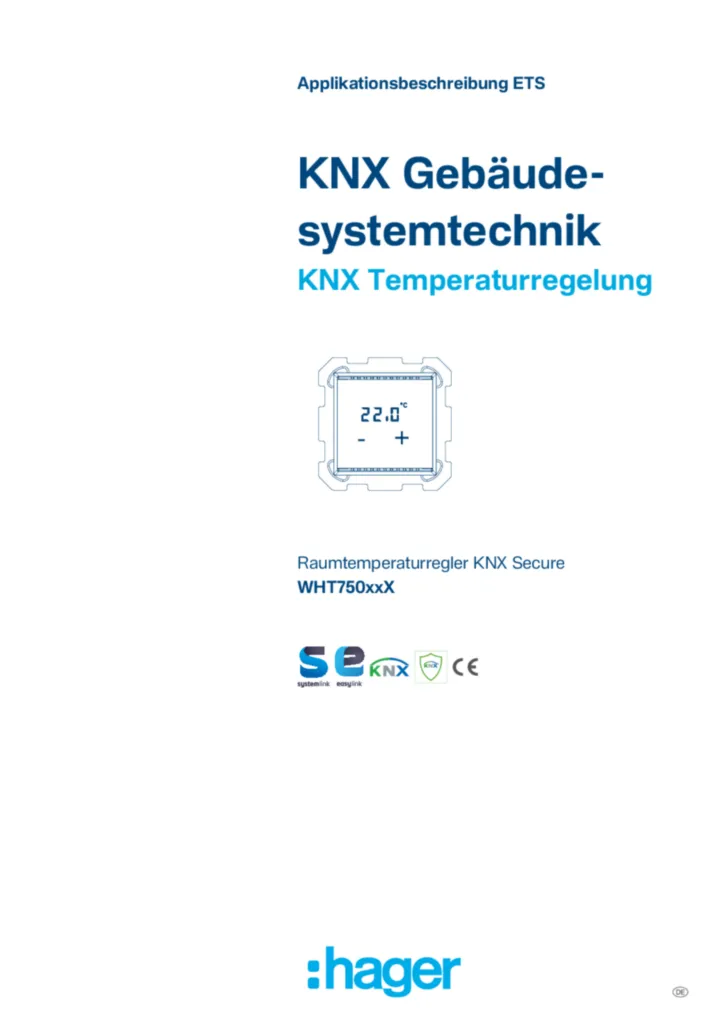 Bild Applikationsbeschreibung ETS KNX Secure WHT750xxX (DE) | Hager Schweiz