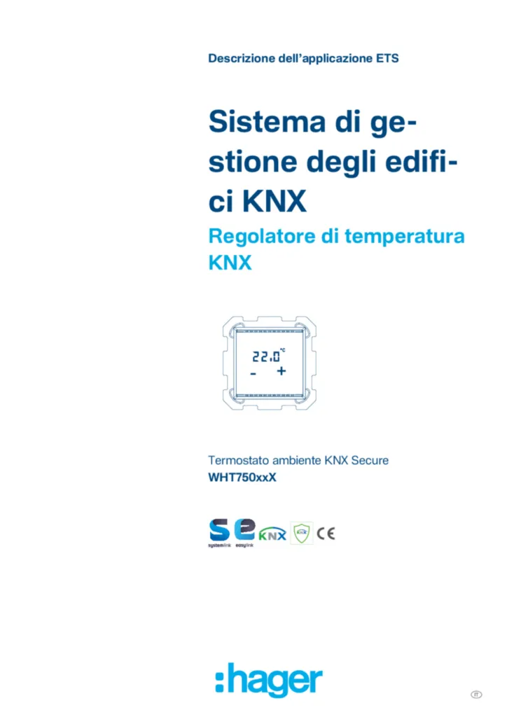 Bild Descrizione dell’applicazione ETS KNX Secure WHT750xxX (IT) | Hager Schweiz