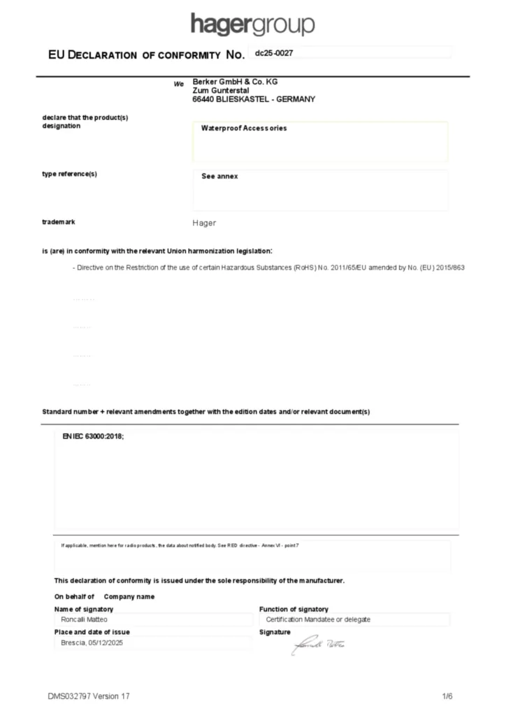 Image Declaration of conformity en-GB 2025-12-05  | Hager Africa