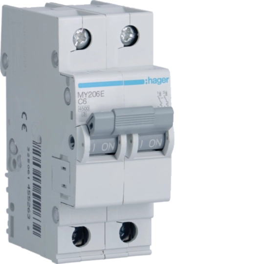 MY206E - MCB 2P 4.5kA C-6A 2M
