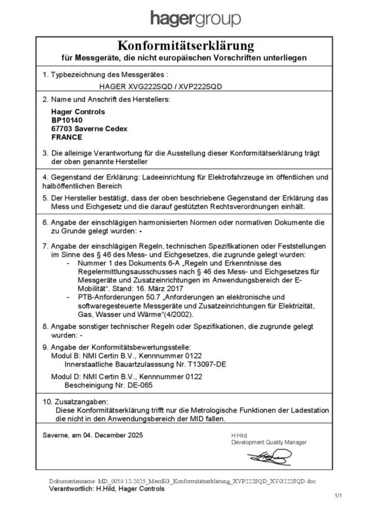 Bild Konformitätserklärung MessEG | Hager Deutschland