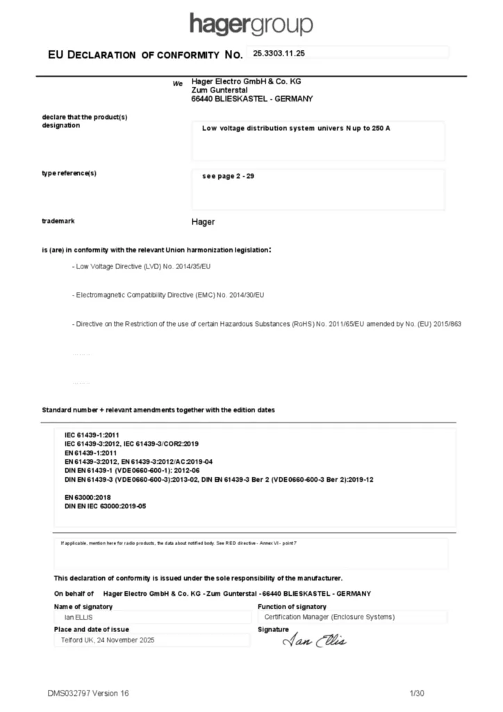 Bild Konformitätserklärung en-GB 2025-11-20 | Hager Deutschland