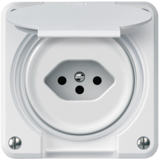 WH36580600A - robusto Nass IP21 für Kombi Steckdose 1x Typ 13 mit Klappdeckel Signalweiss