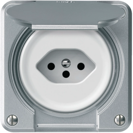 WH36580649A - robusto Nass IP21 für Kombi Steckdose 1x Typ 13 mit Klappdeckel Aluminium