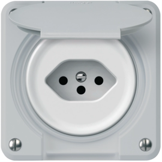 WH36580603A - robusto Nass IP21 für Kombi Steckdose 1x Typ 13 mit Klappdeckel Grau