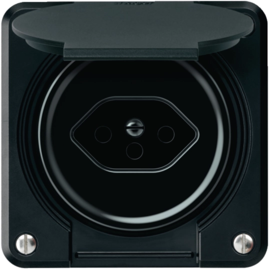 WH36580605A - robusto Nass IP21 für Kombi Steckdose 1x Typ 13 mit Klappdeckel Schwarz