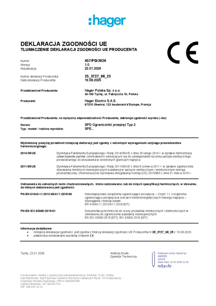 Bild Konformitätserklärung pl-PL 2026-01-22 | Hager Deutschland