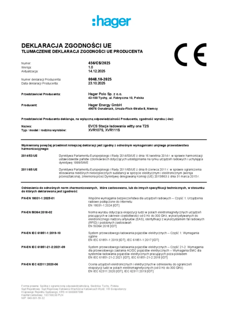 Zdjęcie Dane techniczne - Deklaracja zgodności pl-PL 2025-12-14 | Hager Polska