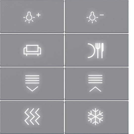 WAK7218TA - Afdekking KNX drukknop, 8-v., met achtergrondverl., A.x/C.x, titaan