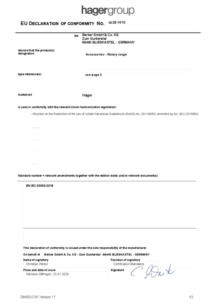 Bild Konformitätserklärung en-GB 2026-01-26 | Hager Deutschland