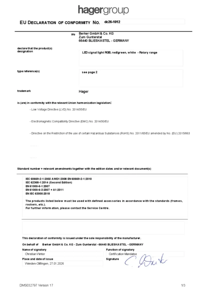 Bild Konformitätserklärung en-GB 2026-01-27 | Hager Deutschland