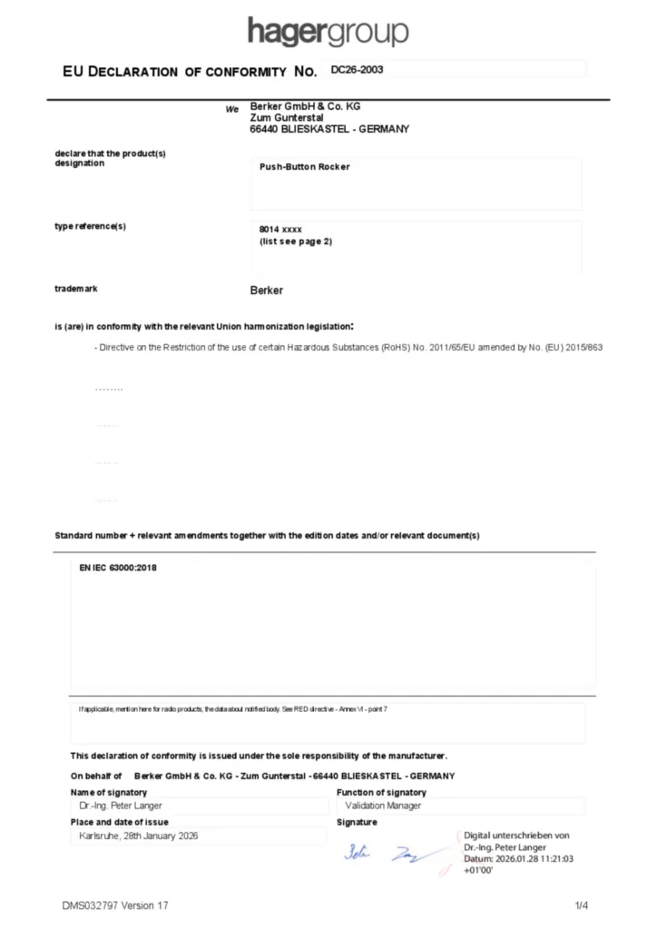 Image EU Declaration of Conformity  | Hager