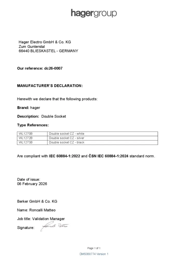 Obrázek Declaration of performance en-GB 2026-02-06 | Hager