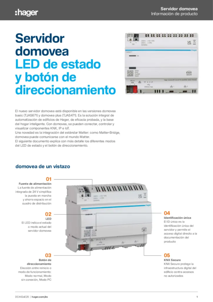 Imagen Información de producto - nuevo servidor domovea - KNX - matter-bridge | Hager España
