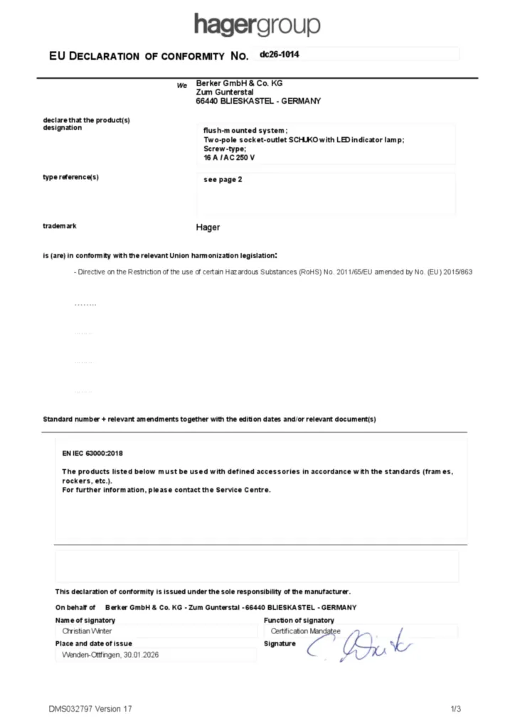 Bild Konformitätserklärung en-GB 2026-02-06 | Hager Deutschland