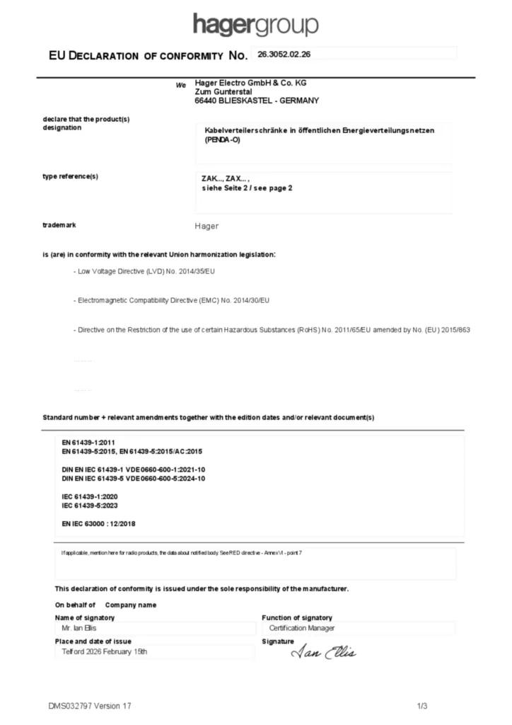 Bild Konformitätserklärung en-GB 2026-02-17 | Hager Deutschland